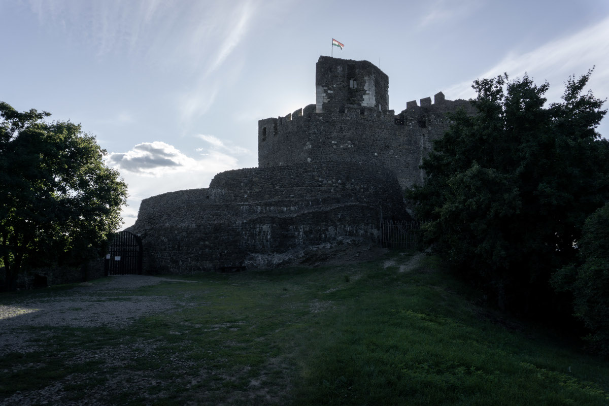 Old castle in a Hungarian village in the evening sun