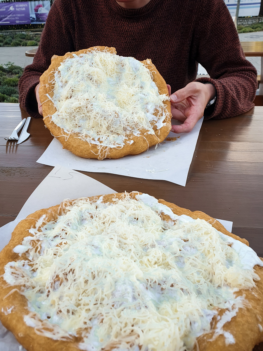 Hungarian langos in a restaurant